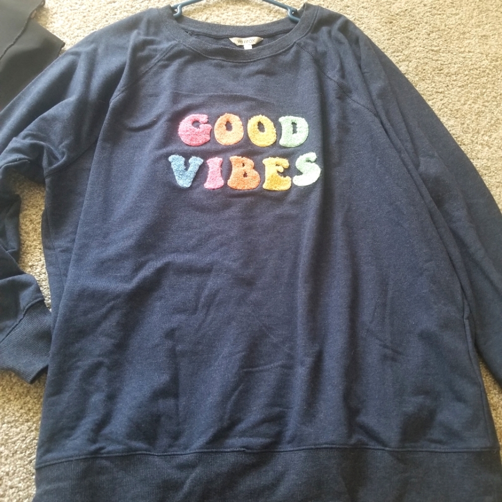 Wildfox Navy 'Good Vibes' Sweatshirt Sz L
